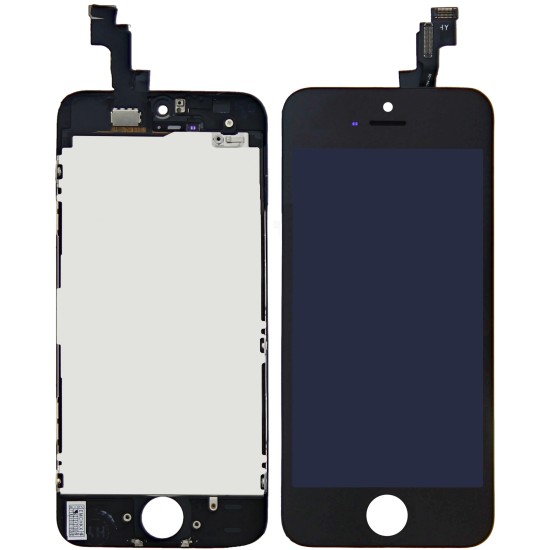 iPhone 5S/SE Display + Digitizer, +Metal Plate A+ High Quality - Black iPhone 5S/SE Display + Digitizer, +Metal Plate A+ High Quality - Black