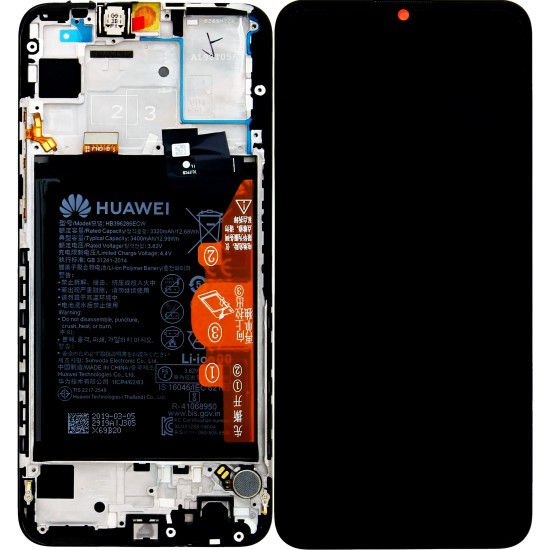 Huawei P Smart 2019 (POT-L21/ POT-LX1) OEM Service Part Screen Incl. Battery (02352JEY) - Black Huawei P Smart 2019 (POT-L21/ POT-LX1) OEM Service Part Screen Incl. Battery (02352JEY) - Black